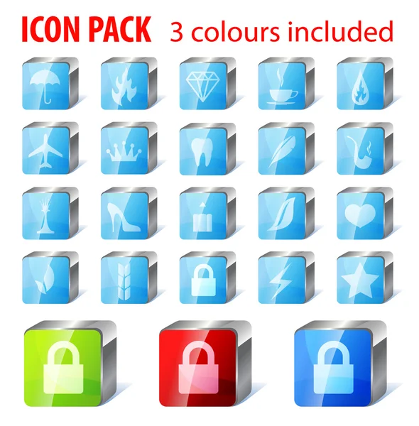 20 multi purpose icons collection: umbrella, fire, gem, coffee, — Stock Vector