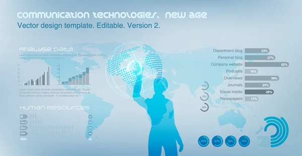 Virtuális lány működési globe. — Stock Vector
