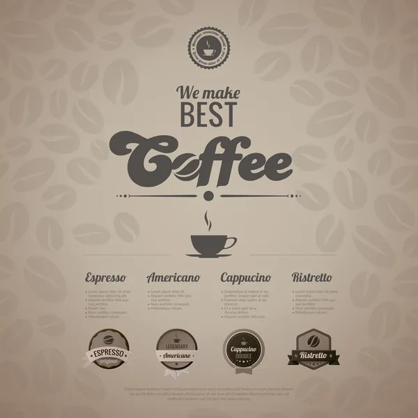 kahve menü poster vektör tasarım şablonu retro tarzı.