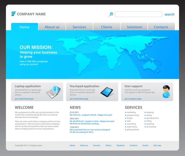 2011 plantilla de sitio web moderno . — Archivo Imágenes Vectoriales