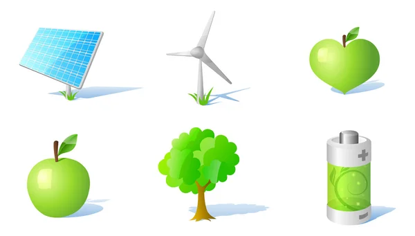 6 vector pictogrammen energie en ecologie. — Stockvector