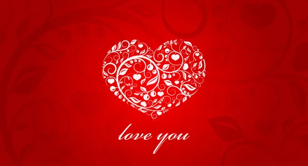 Valentijn kaart hart ornament. — Stockvector