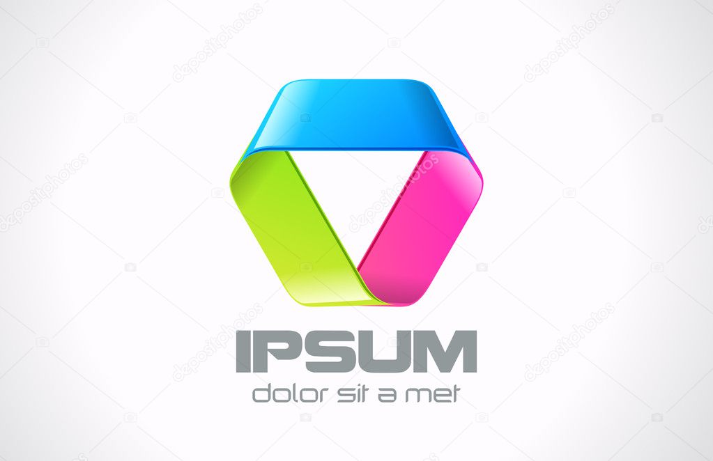 Abstract infinity logo design template. Infinite triangle shape. Tripple ribbon. Vector creative icon.