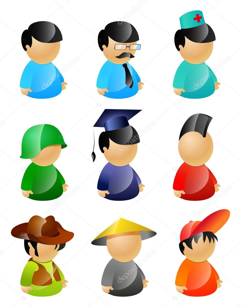9 vector characters pack - icons, avatars collection