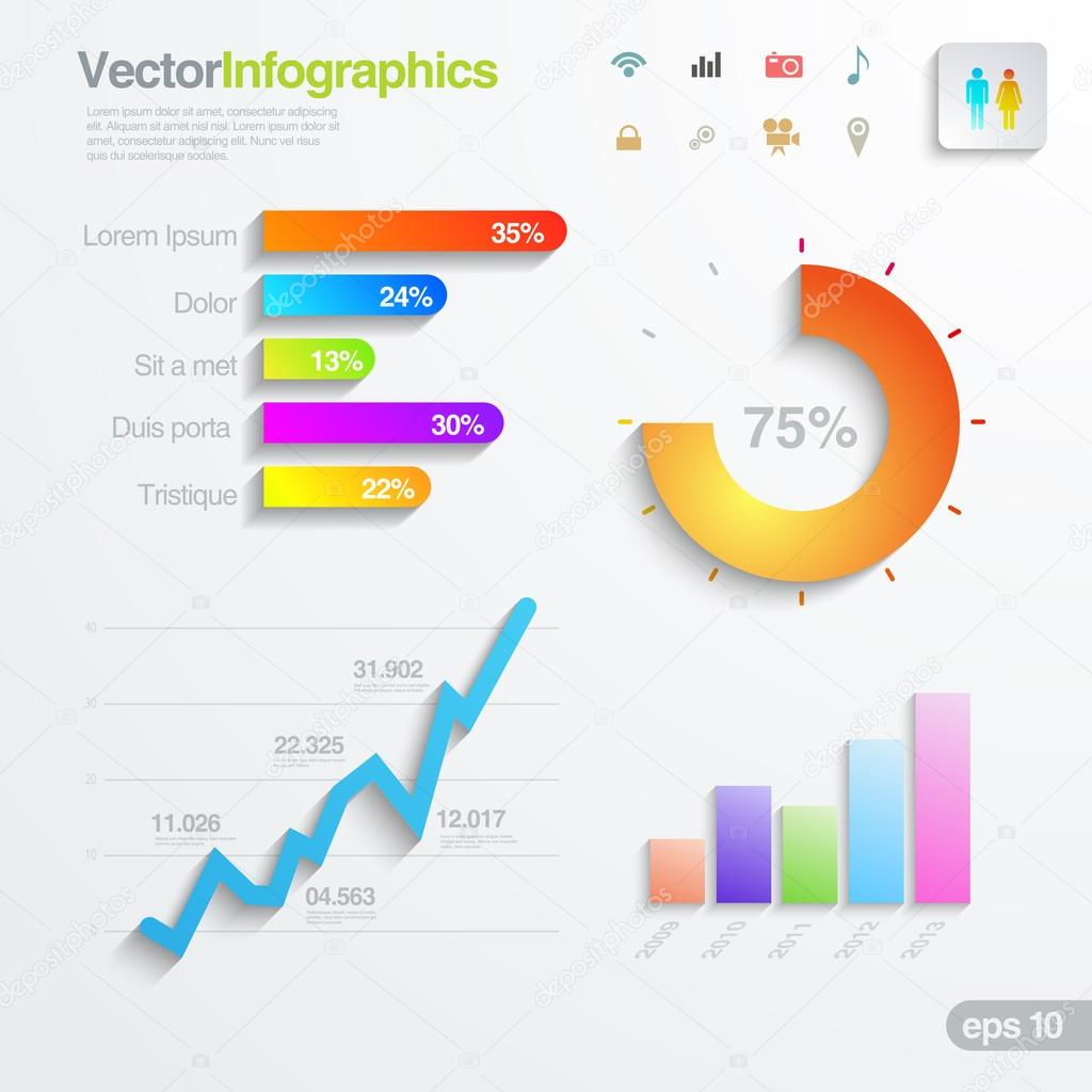 Infographics design elements template. Multicolor Graph, chart,
