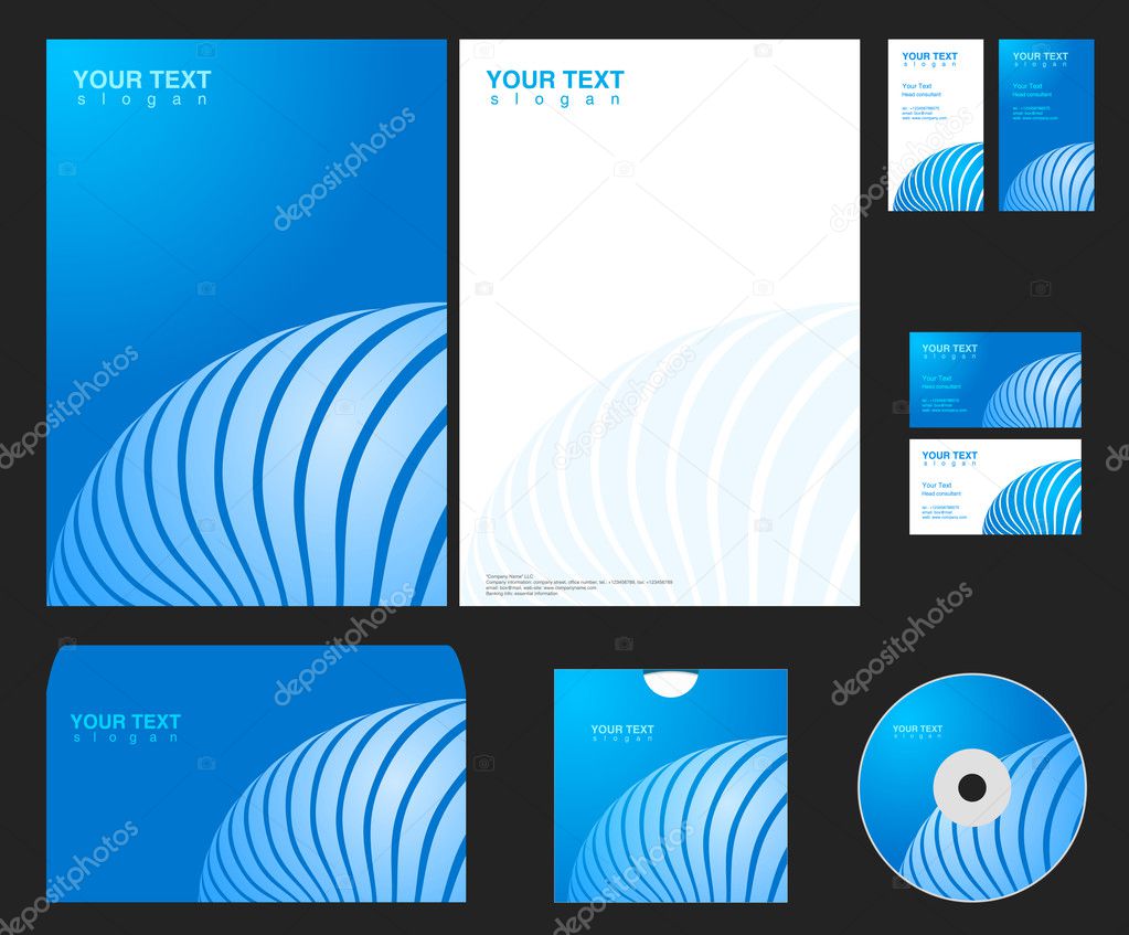 Vector blue company identity template.