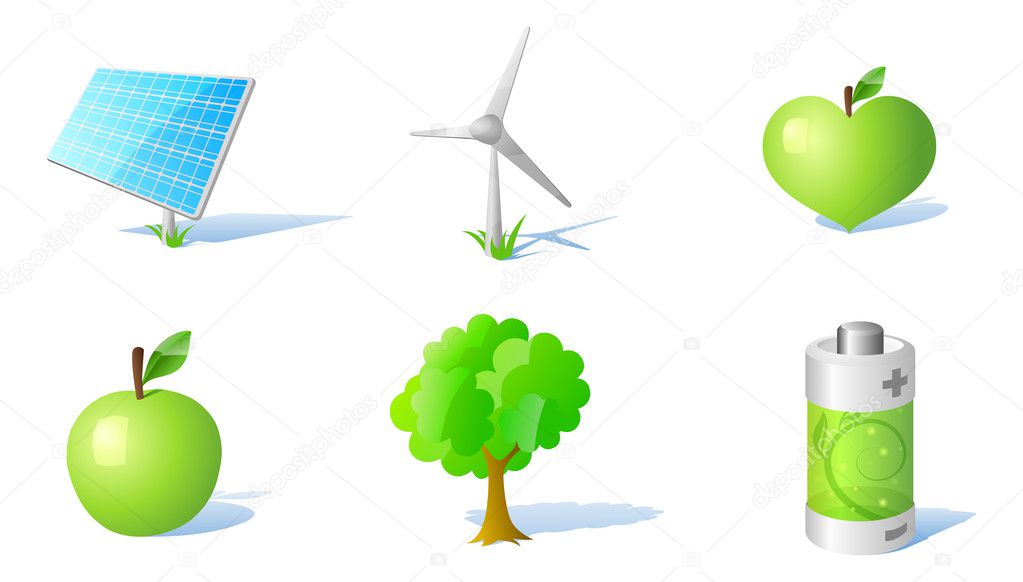 6 vector energy and ecology icons.