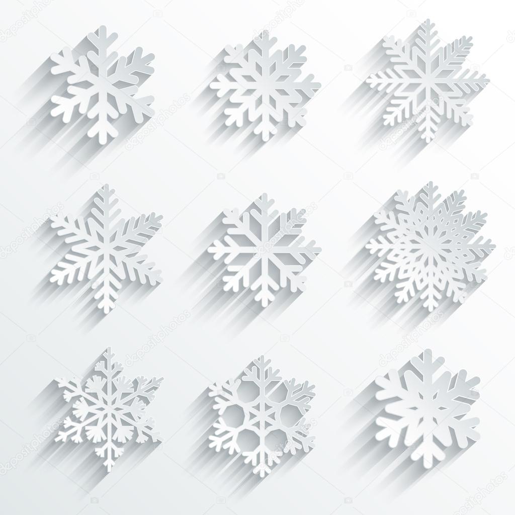 Snowflakes shape vector icon set.