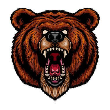 Çizgi film korkunç ayı kafası maskotunun vektör çizimi