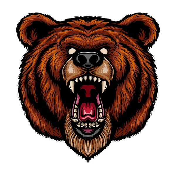 Illustration Vectorielle Mascotte Ours Effrayant Dessin Animé — Image vectorielle