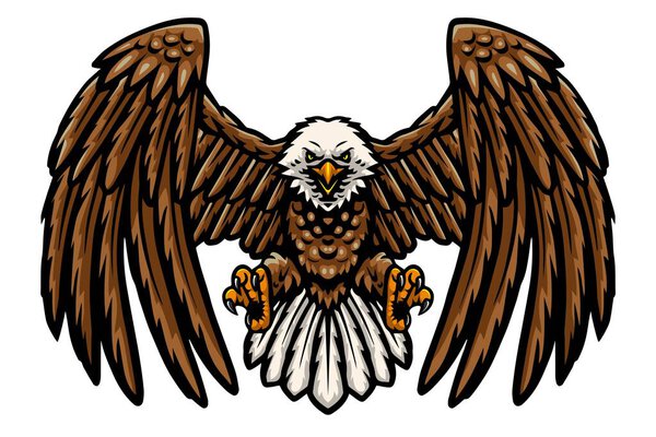 Vector Illustration of Cartoon funny eagle mascot flying