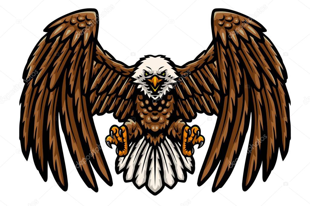 Vector Illustration of Cartoon funny eagle mascot flying