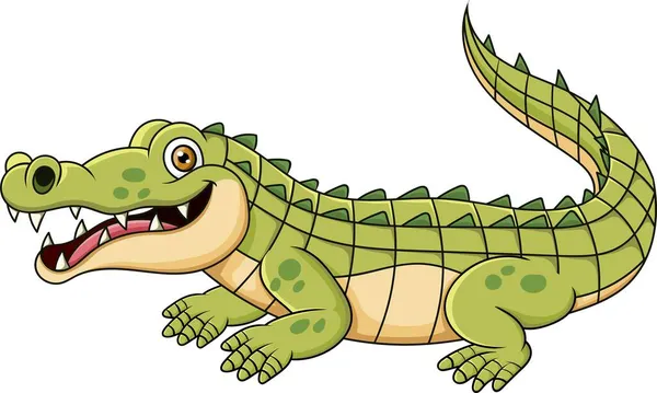 Ilustração Vetorial Desenho Personagens Crocodilo Feliz Dos Desenhos Animados — Vetor de Stock