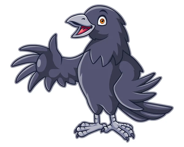 Vector Illustration Cartoon Happy Crow Waving Hand — Stock Vector