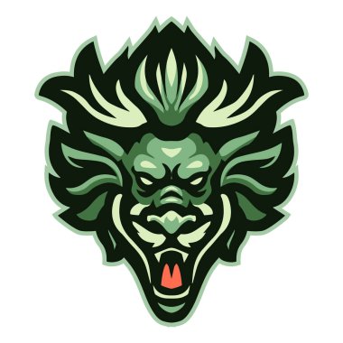 Çizgi film kızgın ejderha maskotunun vektör çizimi