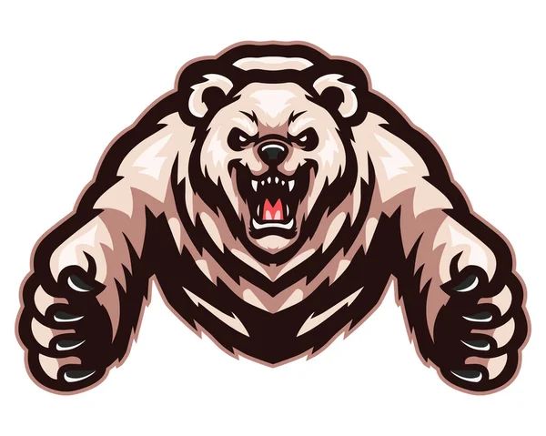 Vector Illustration Cartoon Angry Polar Bear Mascot — 스톡 벡터