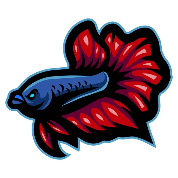 Vector Illustration Cartoon Angry Betta Fish Mascot Design — Stock Vector