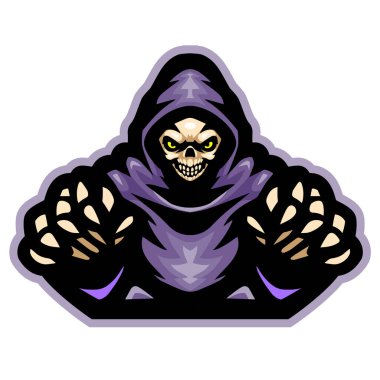 Çizgi film ölüm meleği maskotu tasarım şablonunun Vektör İllüstrasyonu