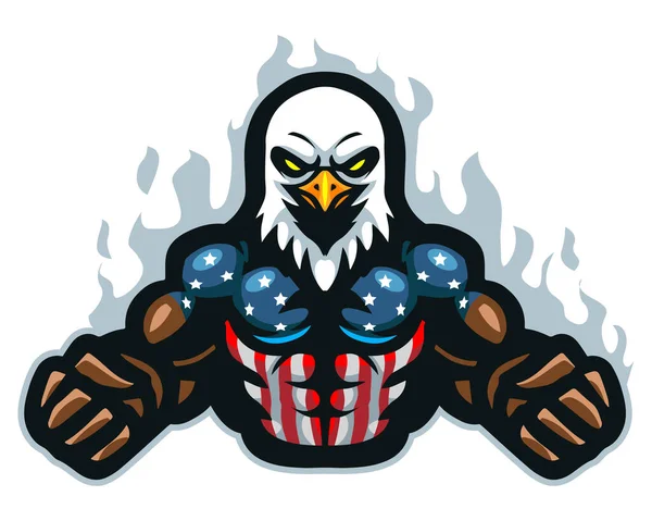 卡通美国鹰吉祥物设计的矢量图解 — 图库矢量图片