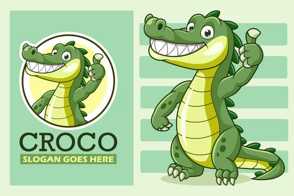 Vector Illustration Cute Alligator Cartoon Template Design — Stock vektor