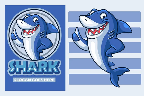 Vector Illustration Cute Shark Cartoon Design Template — Stock vektor