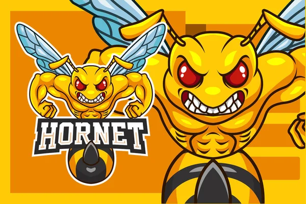 Vector Illustration Cartoon Strong Hornet Design Template — 图库矢量图片