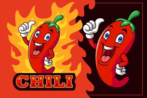 Vector Illustration Cartoon Chili Pepper Mascot Giving Thumbs —  Vetores de Stock
