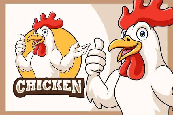 Vector Illustration Cartoon Chicken Mascot Giving Thumbs — стоковый вектор