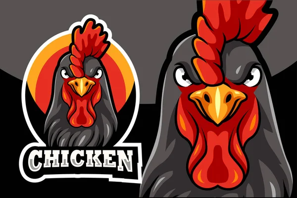 Vector Illustration Cartoon Chicken Head Mascot Design Template — 스톡 벡터