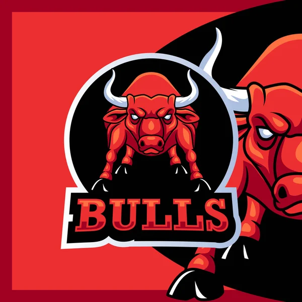 Vector Illustration Cartoon Bull Mascot Design Template — 스톡 벡터