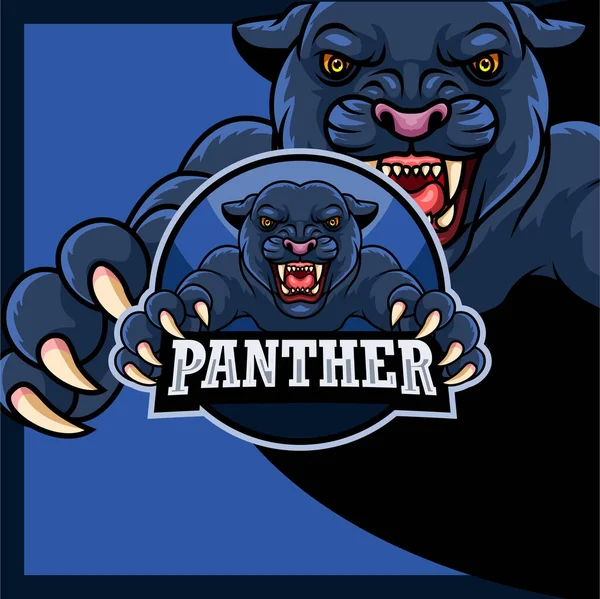 Vector Illustration Cartoon Panther Mascot Design Template — 스톡 벡터