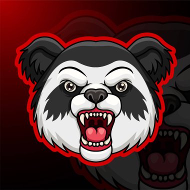 Çizgi film kızgın panda baş maskotu tasarımı