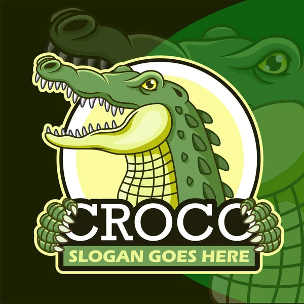 Векторная Иллюстрация Талисмана Мультфильма Крокодила — стоковый вектор