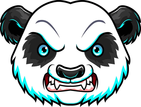 Vector Illustration Von Cartoon Wütend Panda Kopf Maskottchen Design — Stockvektor