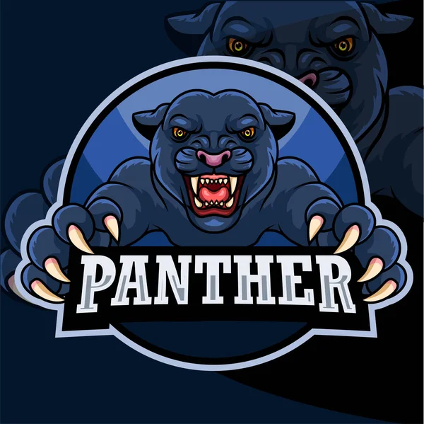 Vector Illustration Cartoon Angry Panther Mascot Design — 스톡 벡터