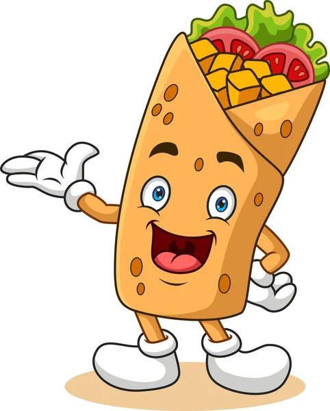Vector Illustratie Van Cartoon Burrito Kebab Presenteren — Stockvector