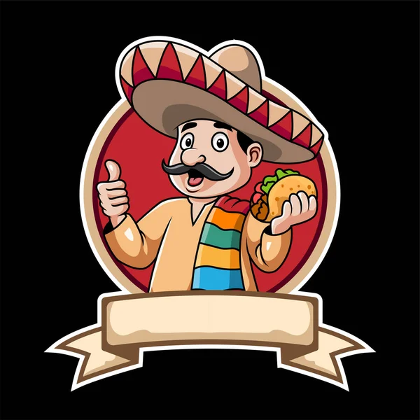 Vector Illustration Cartoon Mexican Man Mascot Giving Thumb — Stock Vector