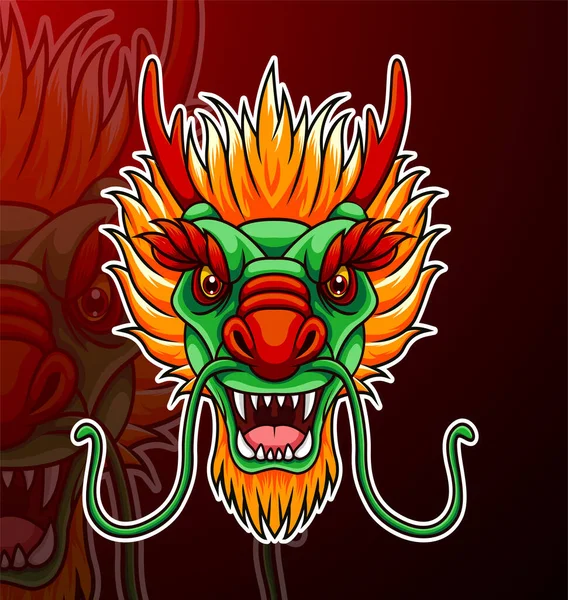 Vector Illustration Cartoon Angry Dragon Mascot Design — 스톡 벡터