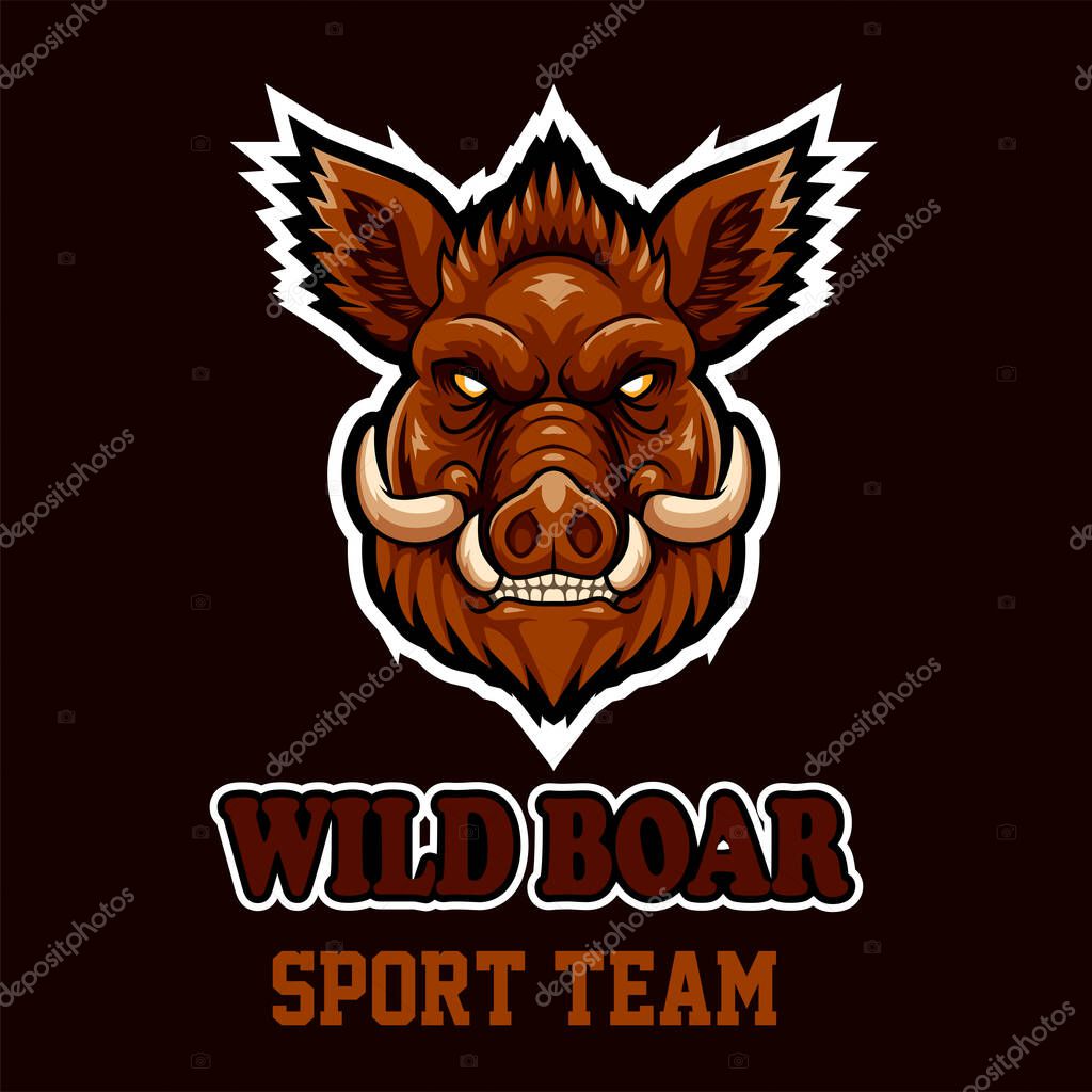 Vector Illustration of Cartoon wild boar head mascot design