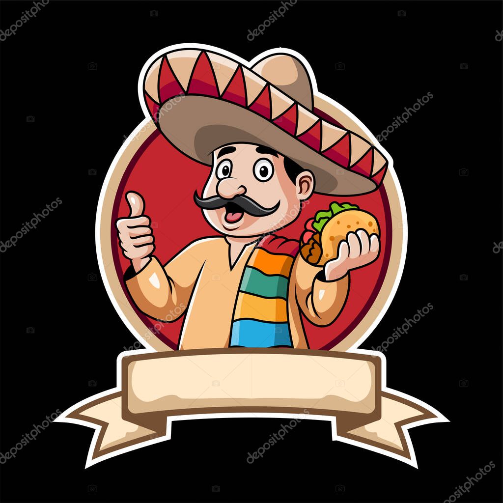 Vector Illustration of Cartoon mexican man mascot giving thumb up
