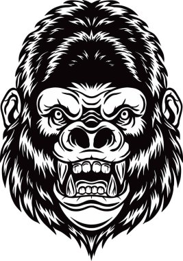 Çizgi film goril kafası maskotu tasarımının Vektör İllüstrasyonu
