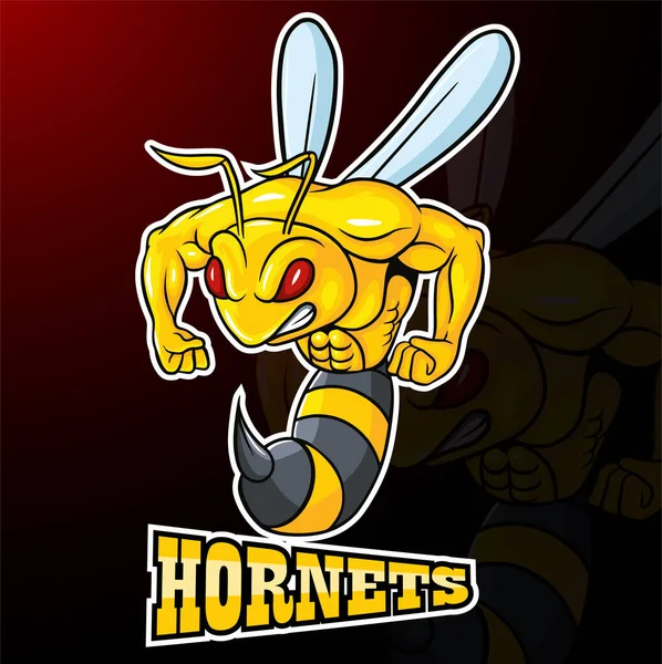 Vector Illustration Cartoon Strong Hornet Design Template — 스톡 벡터