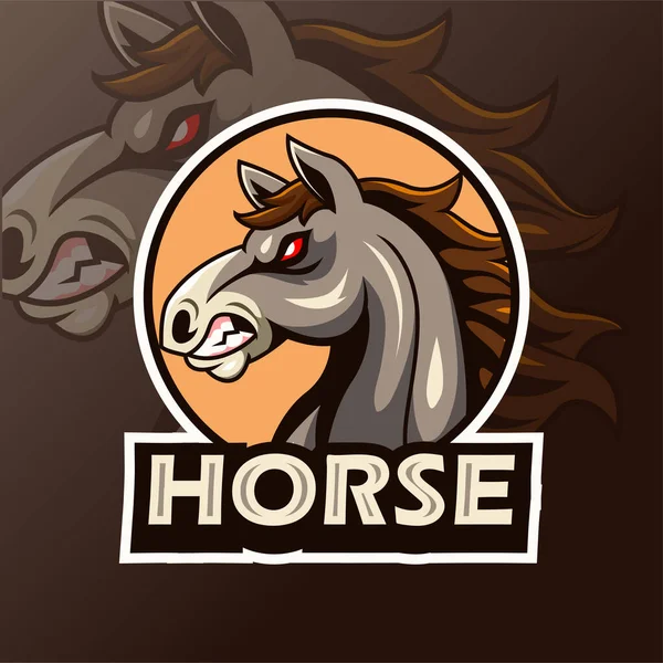 Векторна Ілюстрація Шаблону Дизайну Логотипу Мультяшної Голови Коня Стокова Ілюстрація