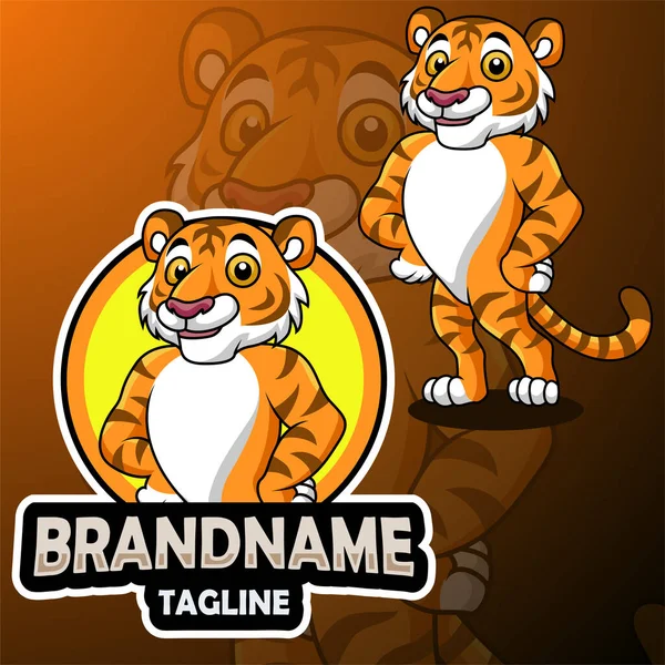 Illustration Vectorielle Conception Mascotte Tigre Bande Dessinée Posant Illustration De Stock