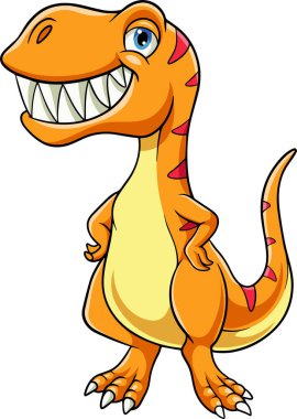 Çizgi film karakteri gibi poz veren şirin bir dinozor.