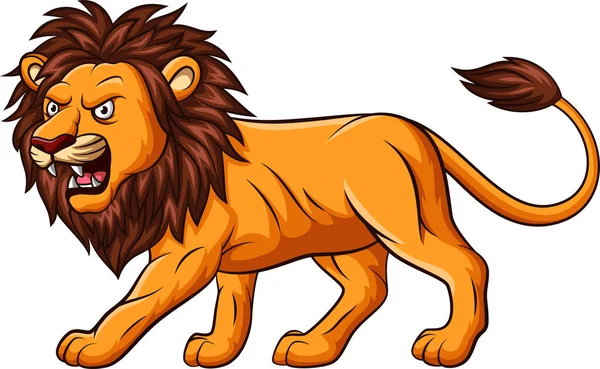 Vector Illustration Cartoon Angry Lion White Background — 스톡 벡터