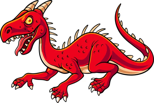 Ilustración Vectorial Dibujos Animados Dragón Rojo Sobre Fondo Blanco — Vector de stock