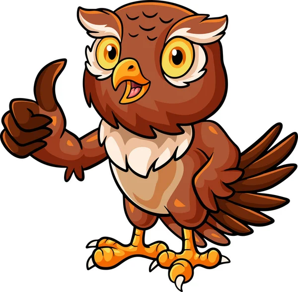 Vector Illustration Cartoon Cute Owl Giving Thumbs — Stock Vector