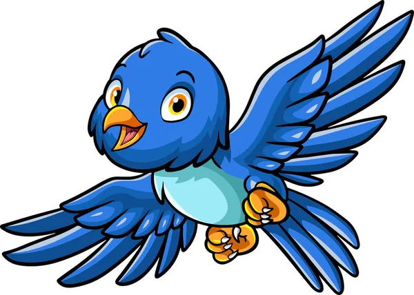 Vector Illustratie Van Cartoon Schattig Klein Bluebird Vliegen — Stockvector