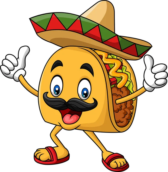 Illustration Vectorielle Mascotte Taco Drôle Dessin Animé Donnant Pouce Vers — Image vectorielle